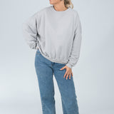 Sweater Oversized mit Bund Hellgrau Ganzkörper
