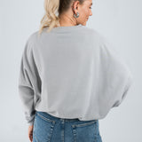 Sweater Oversized mit Bund Hellgrau von hinten