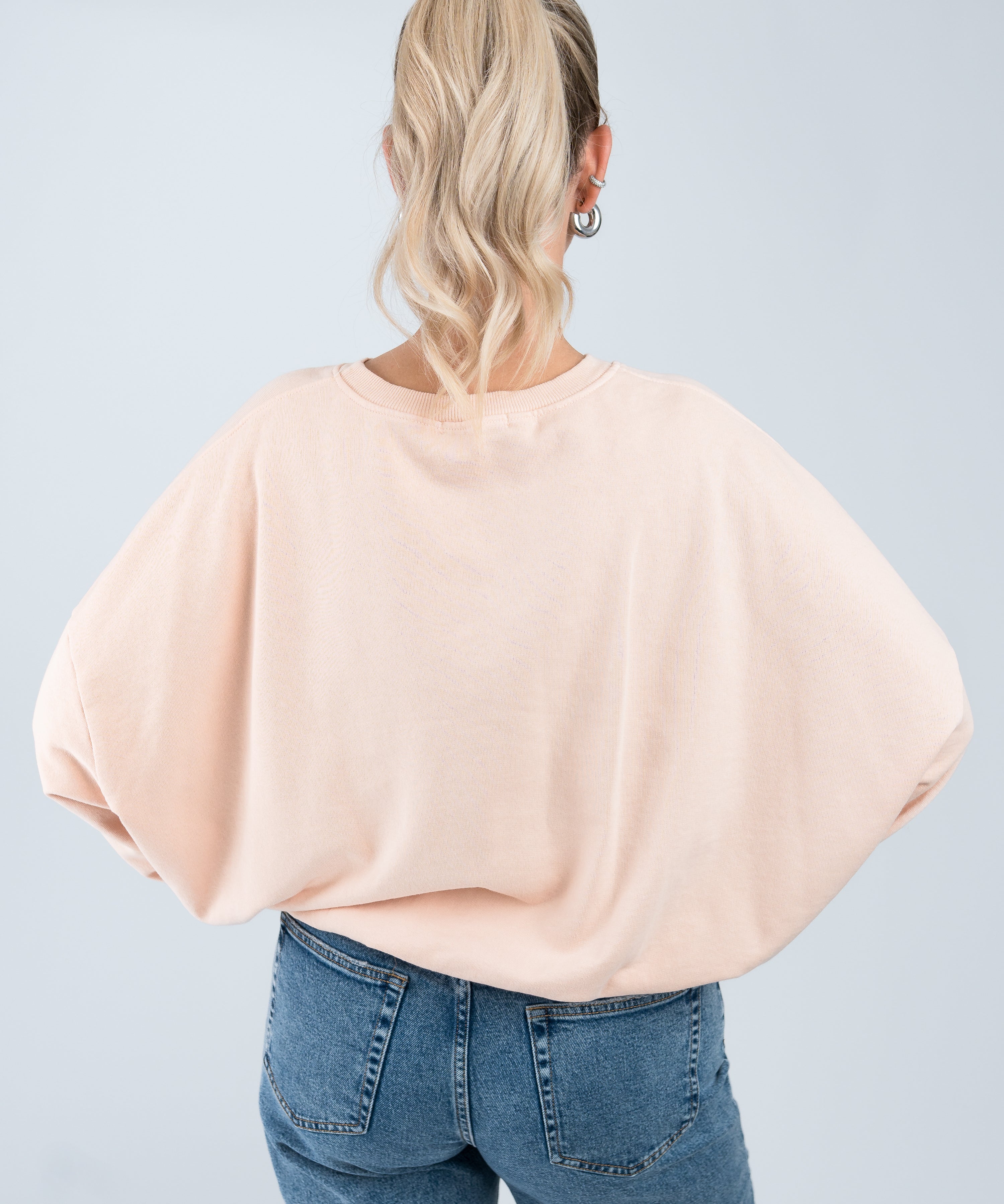Sweater Oversized mit Bund Orange Peach von hinten