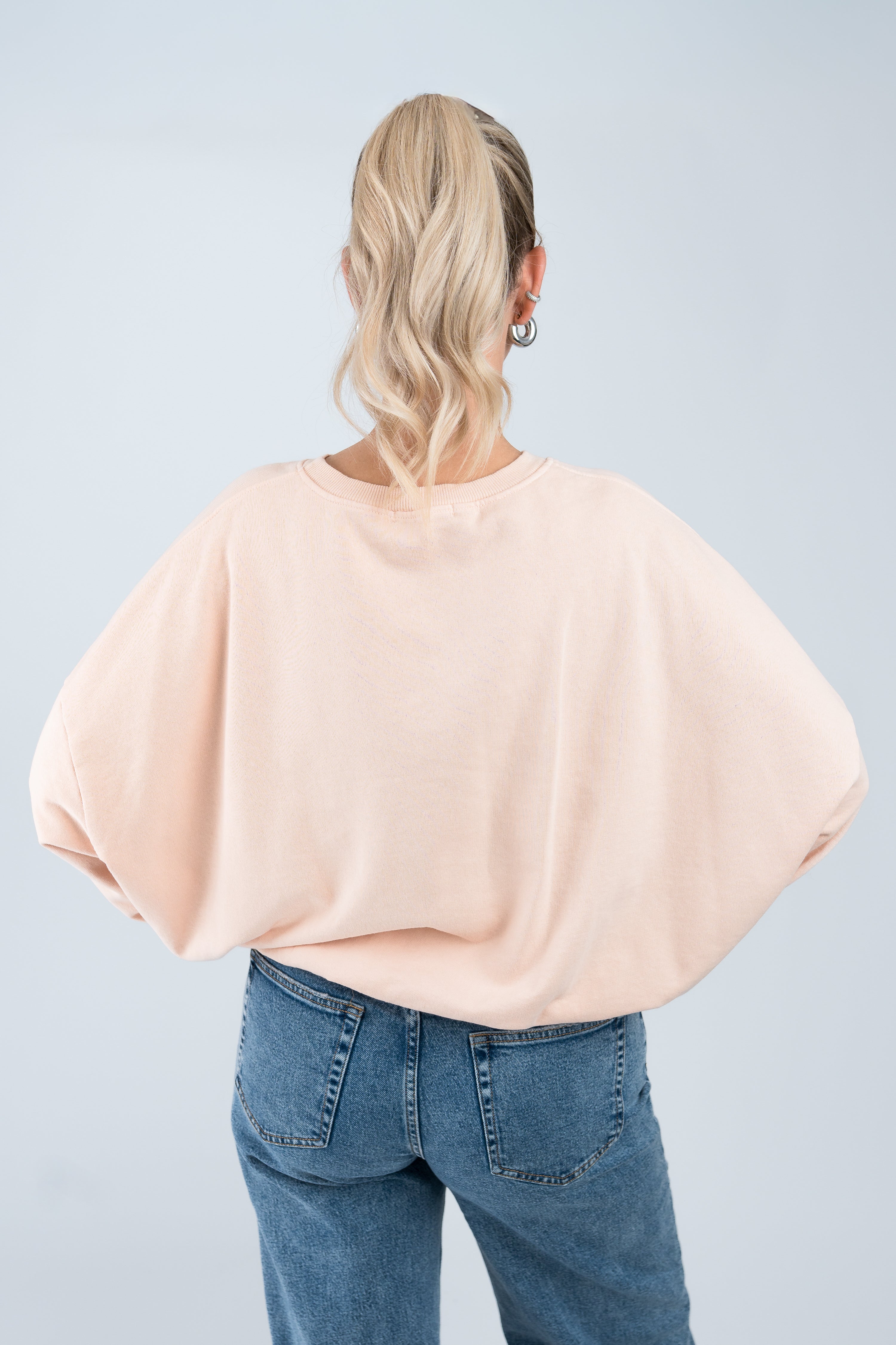 Sweater Oversized mit Bund Orange Peach von hinten