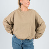 Sweater Oversized mit Bund Hellbraun Beige von vorne