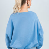 Sweater Oversized mit Bund kräftiges Blau von hinten