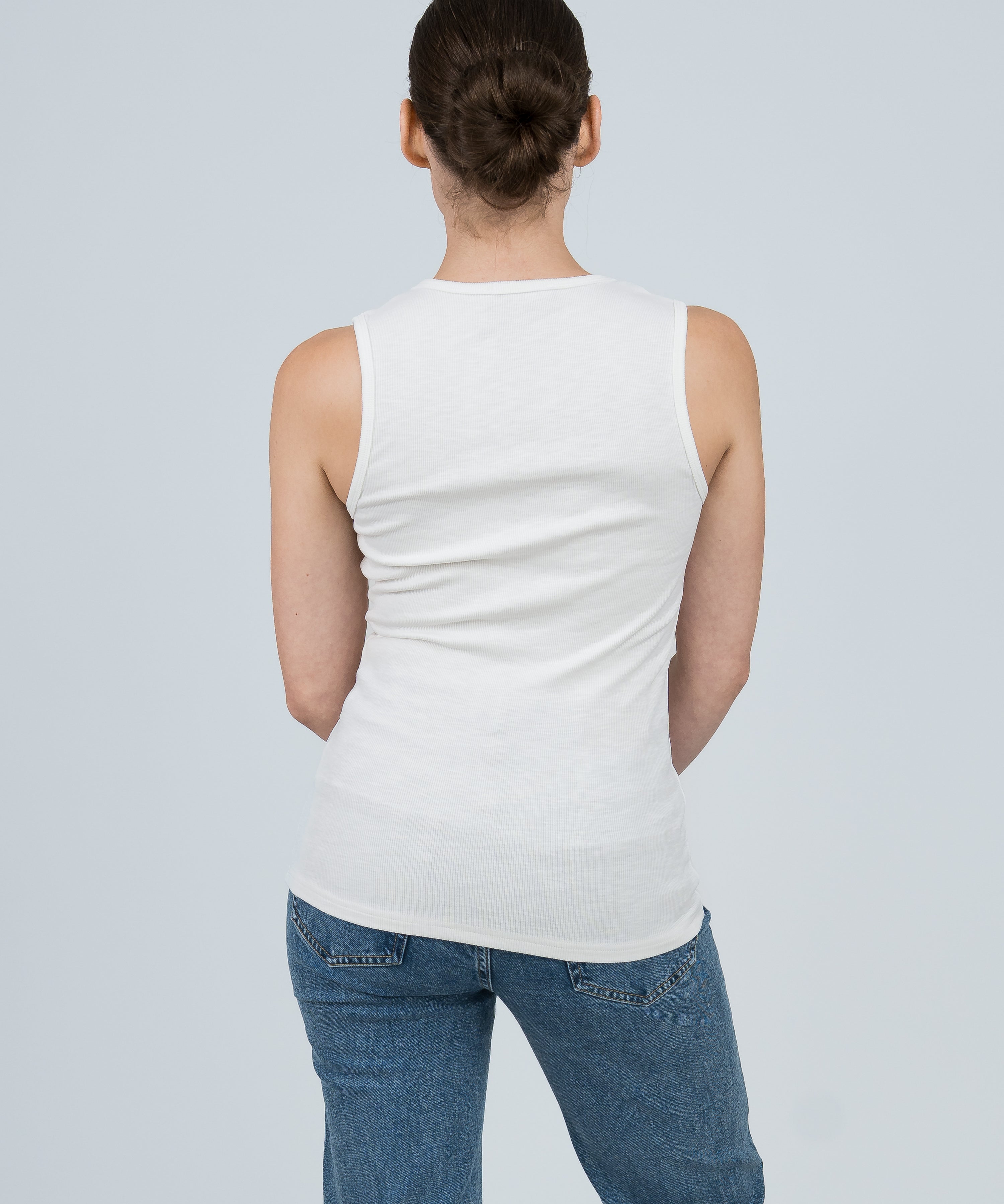 Tanktop Gerippt Weiß von hinten