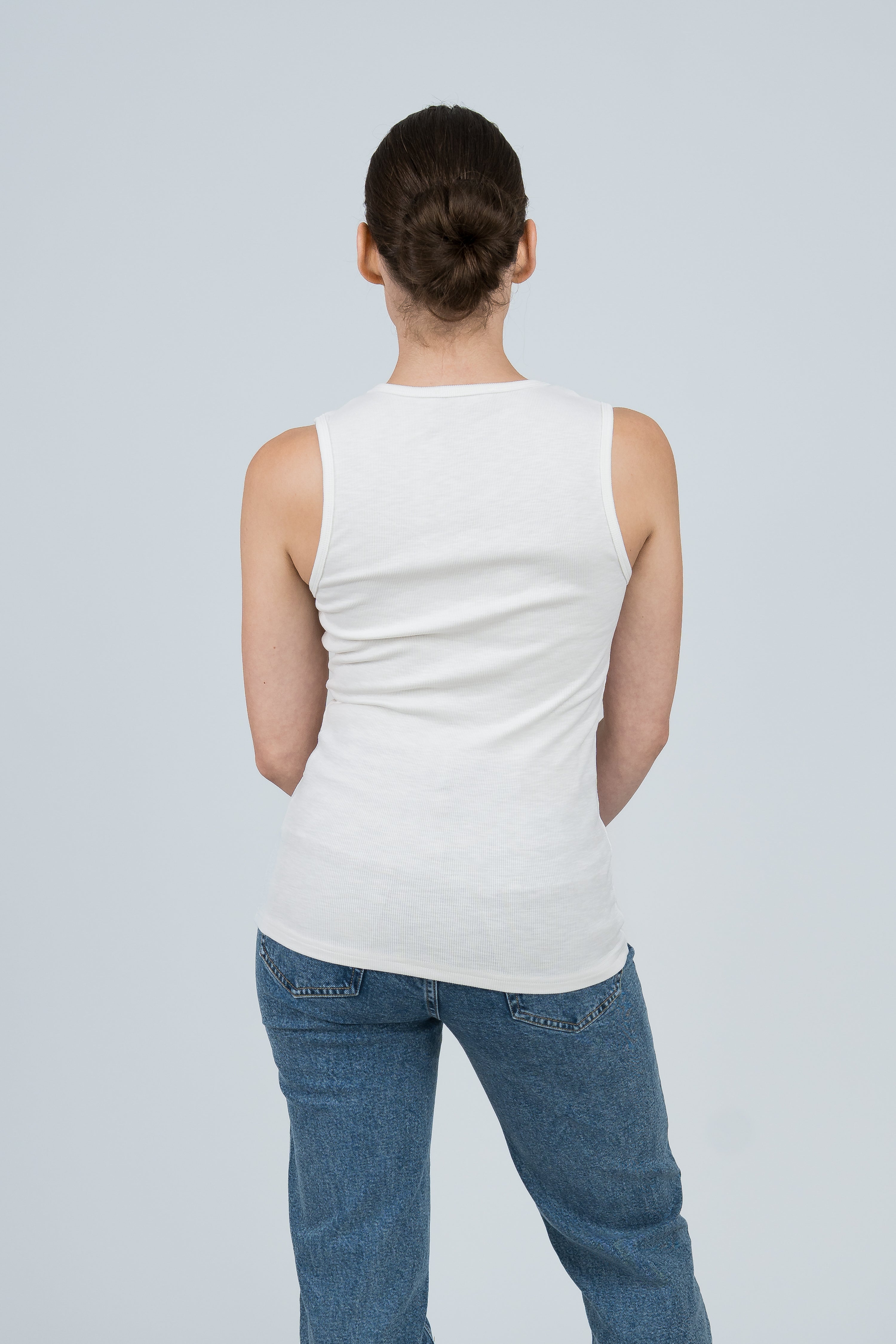 Tanktop Gerippt Weiß von hinten