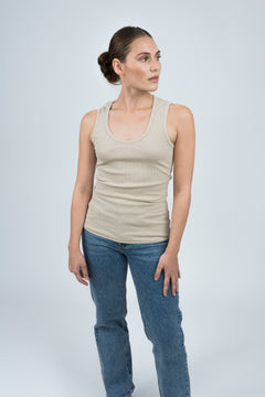 Tanktop Gerippt Beige von vorne