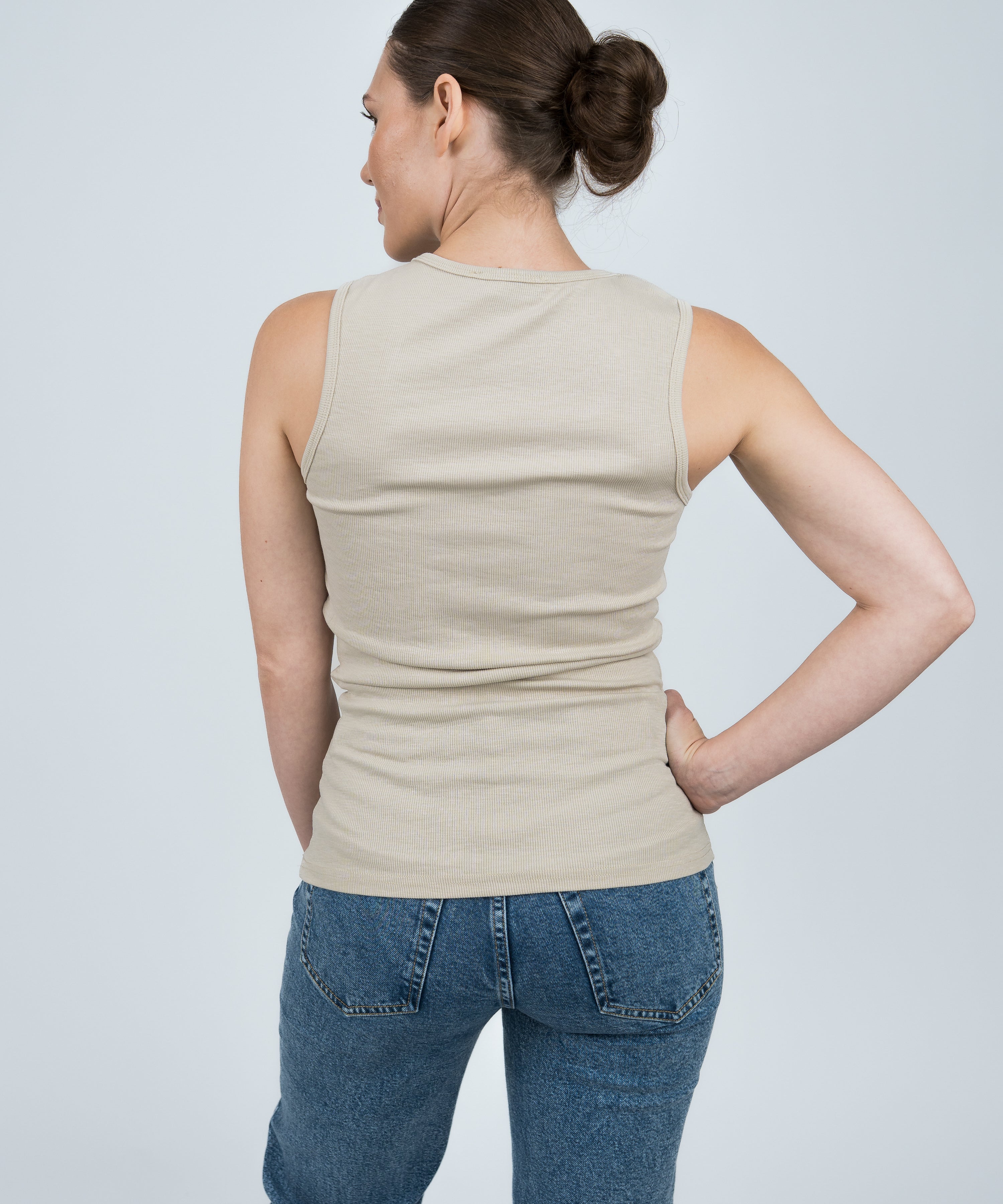 Tanktop Gerippt Beige von hinten