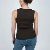 Tanktop Gerippt Dunkelbraun von hinten