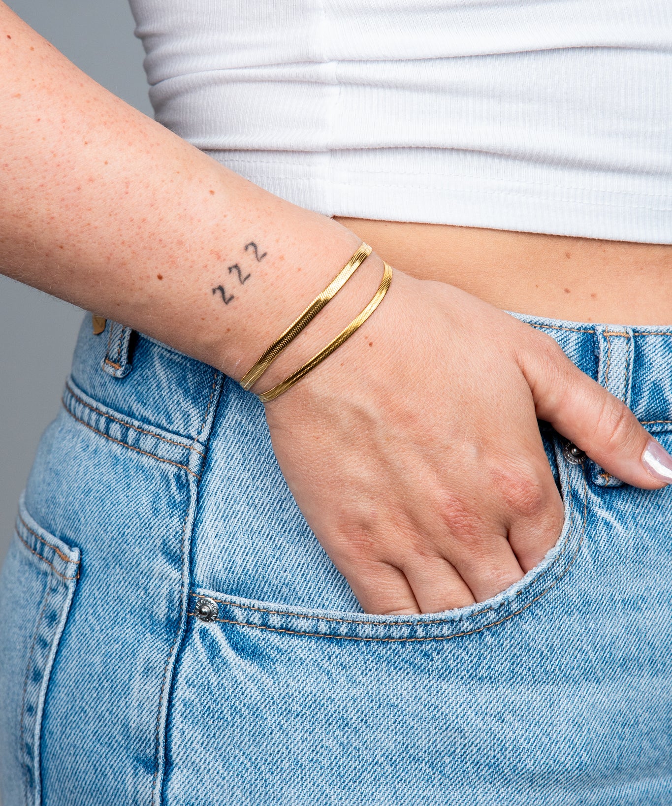 Armband Minimalistisch Schlangenglieder 4 mm Gold beide Modelle