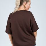 Oversized T-Shirt Viskose Dunkelbraun von hinten