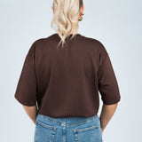 Oversized T-Shirt Viskose Dunkelbraun von hinten cropped