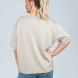 Oversized T-Shirt Viskose Beige von hinten