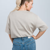 Oversized T-Shirt Viskose Beige von hinten cropped