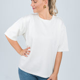Oversized T-Shirt Viskose Weiß von vorne