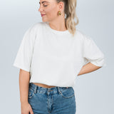 Oversized T-Shirt Viskose Weiß von vorne cropped