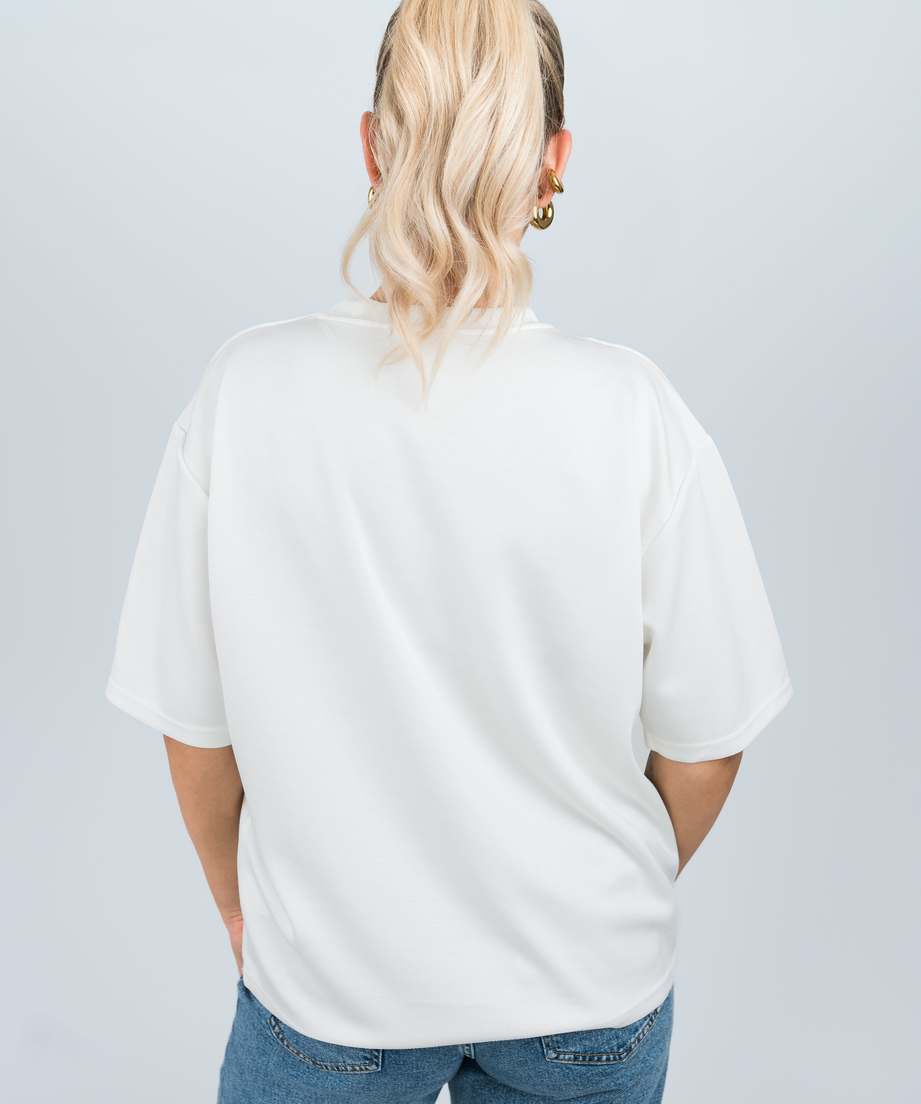 Oversized T-Shirt Viskose Weiß von hinten