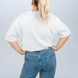 Oversized T-Shirt Viskose Weiß von hinten cropped