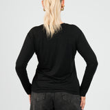 Langarmshirt Schwarz von hinten