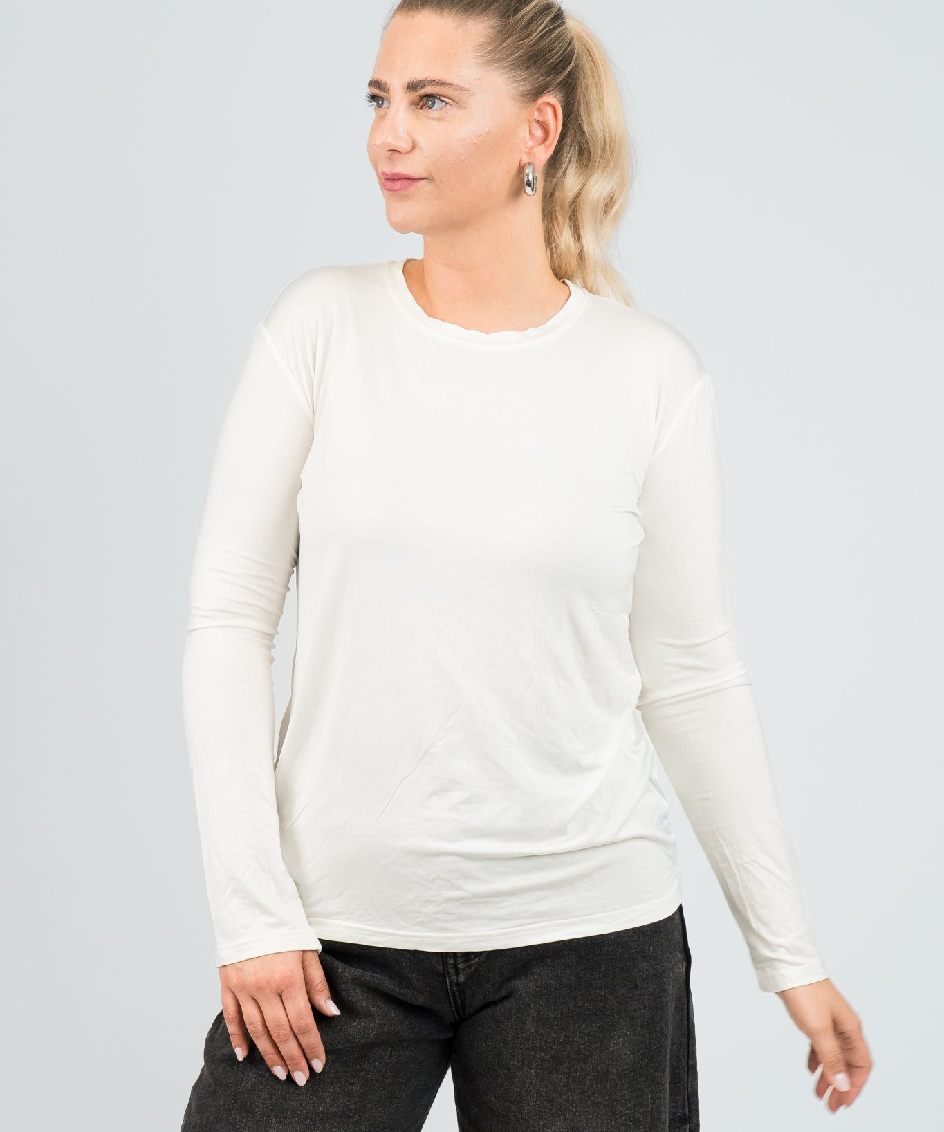 Langarmshirt Weiß von vorne