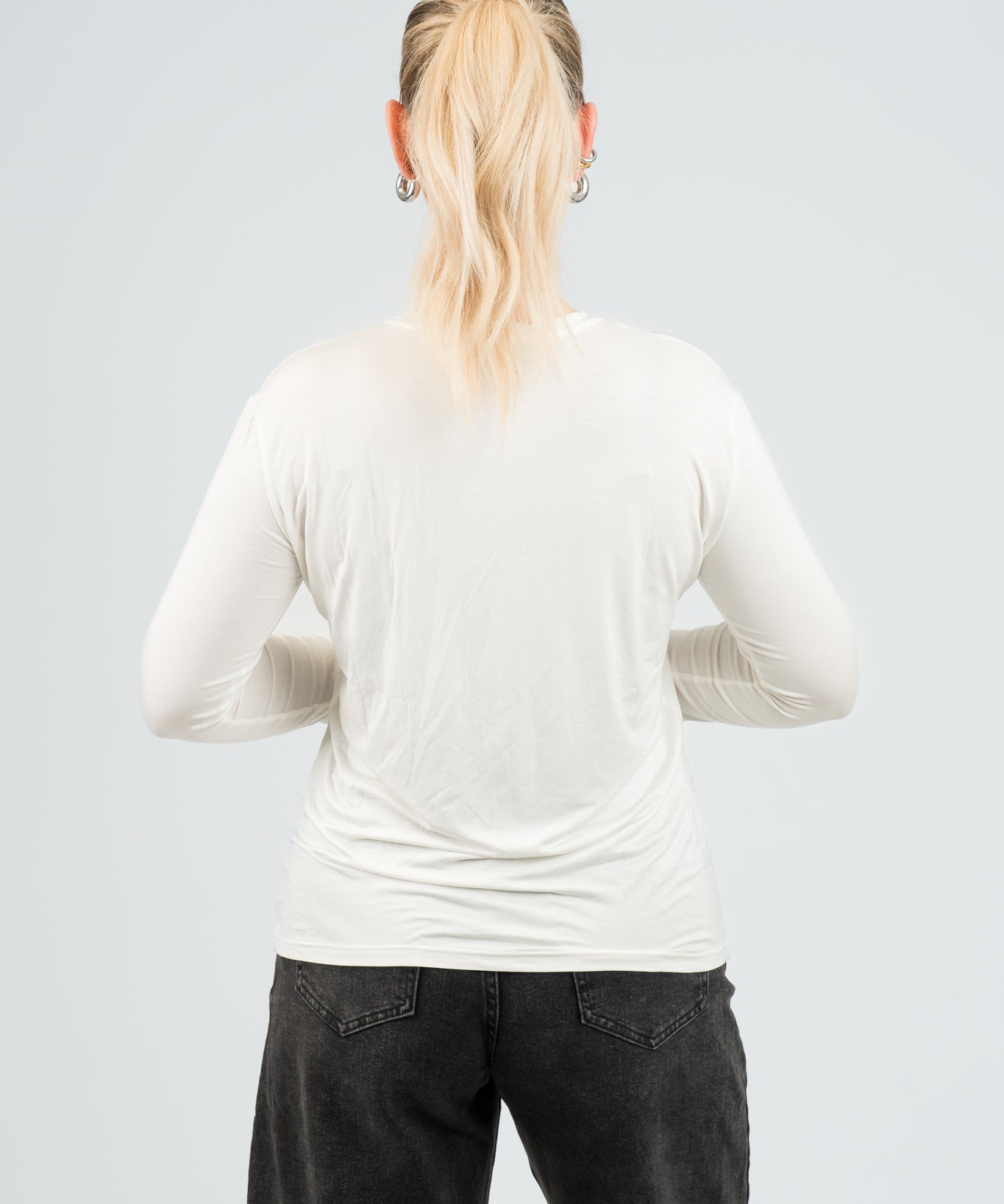 Langarmshirt Weiß von hinten