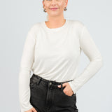 Langarmshirt Weiß von vorne reingesteckt