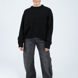 Strickpullover mit Rundhals Schwarz Ganzkörper
