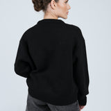 Strickpullover mit Rundhals Schwarz von hinten