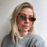 Sonnenbrille ovale Gläser Cat Eye Orange