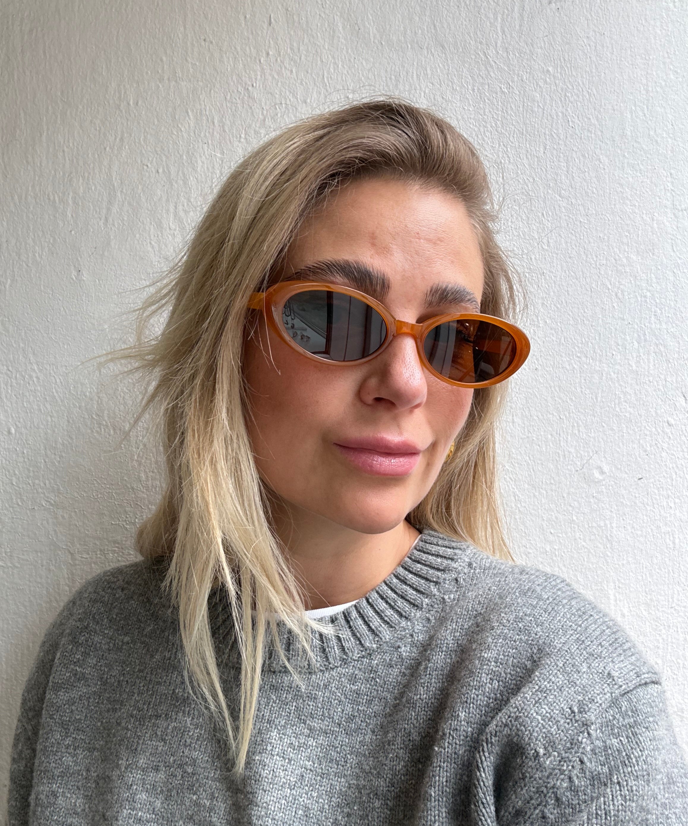 Sonnenbrille ovale Gläser Cat Eye Orange