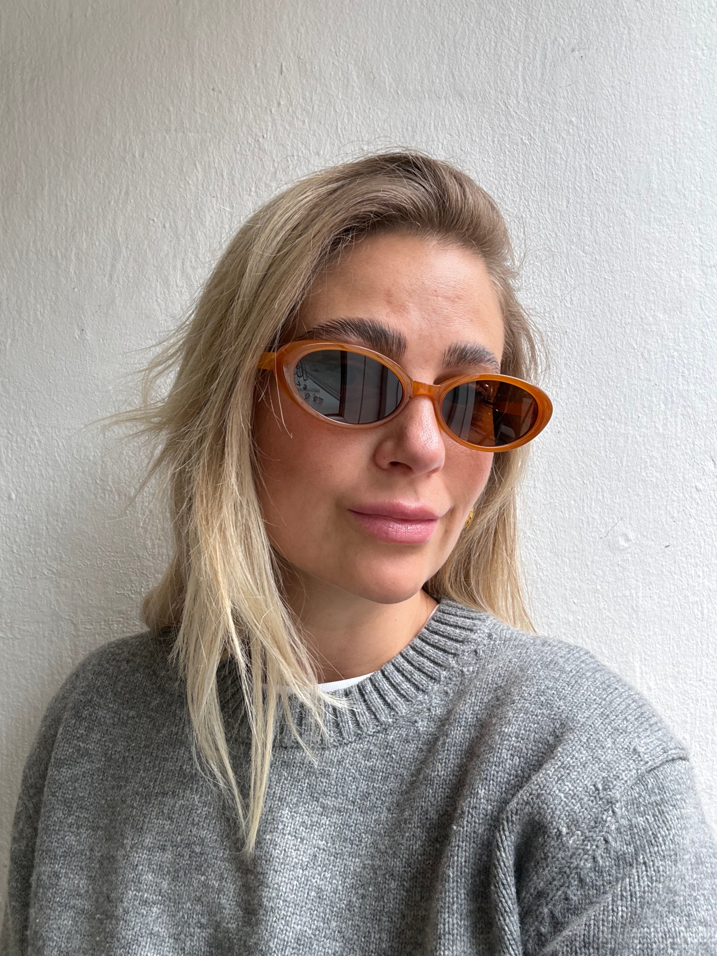 Sonnenbrille ovale Gläser Cat Eye Orange