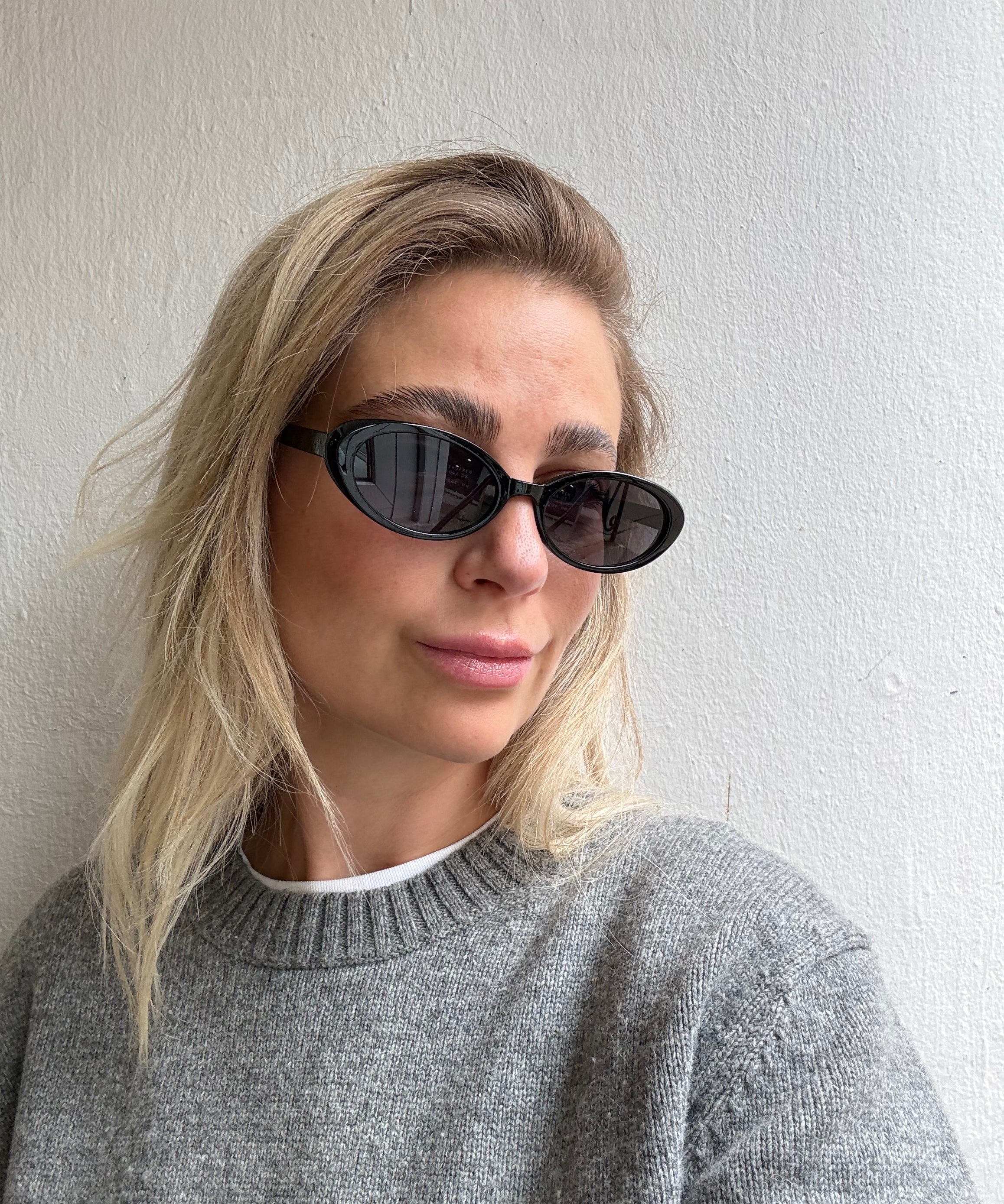 Sonnenbrille ovale Gläser Cat Eye Schwarz