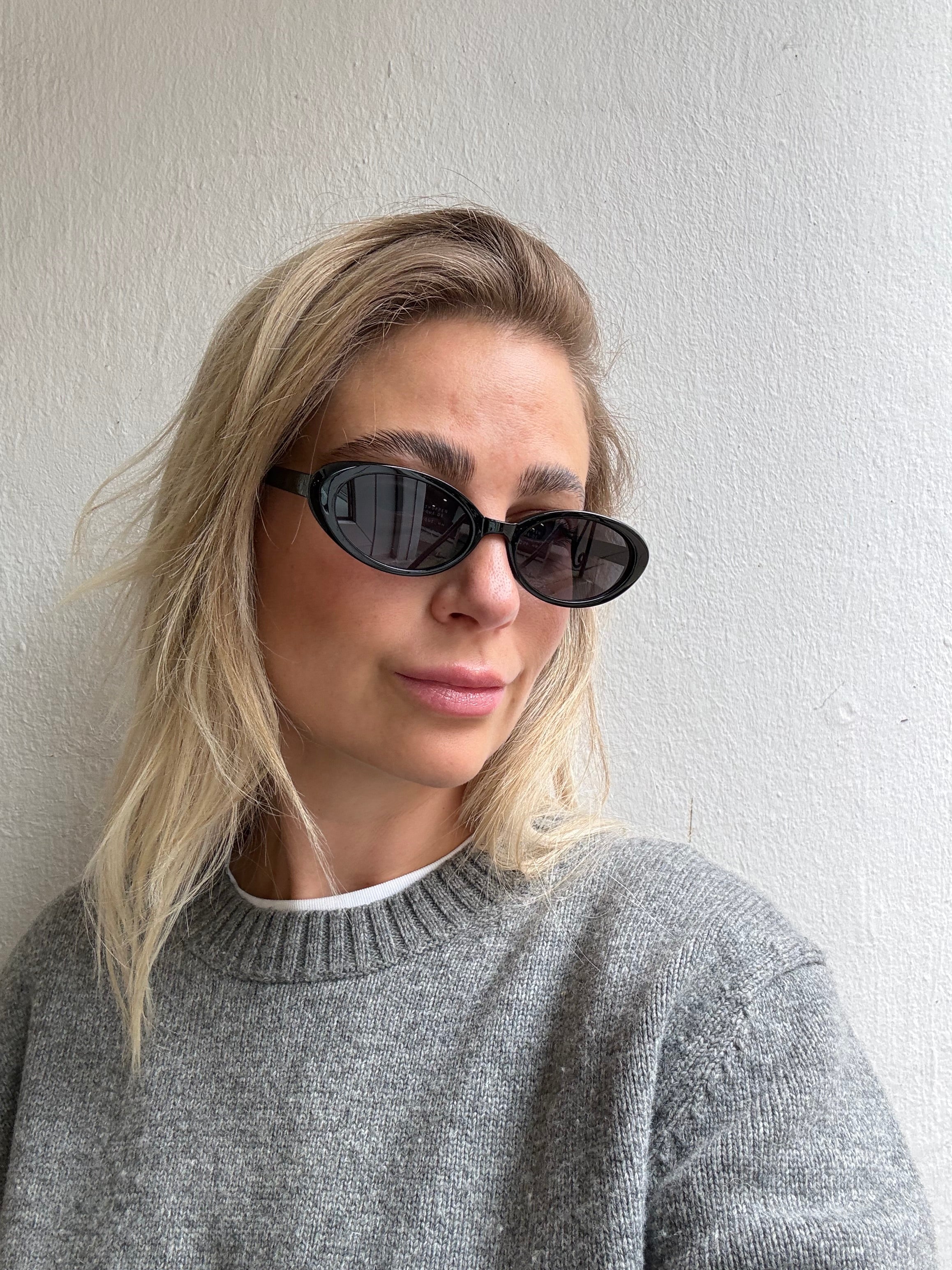 Sonnenbrille ovale Gläser Cat Eye Schwarz