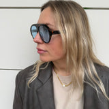 Sonnenbrille Pilotenoptik große Gläser Havanna Blau
