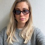 Sonnenbrille eckig ovale Gläser helles Havanna Schwarz