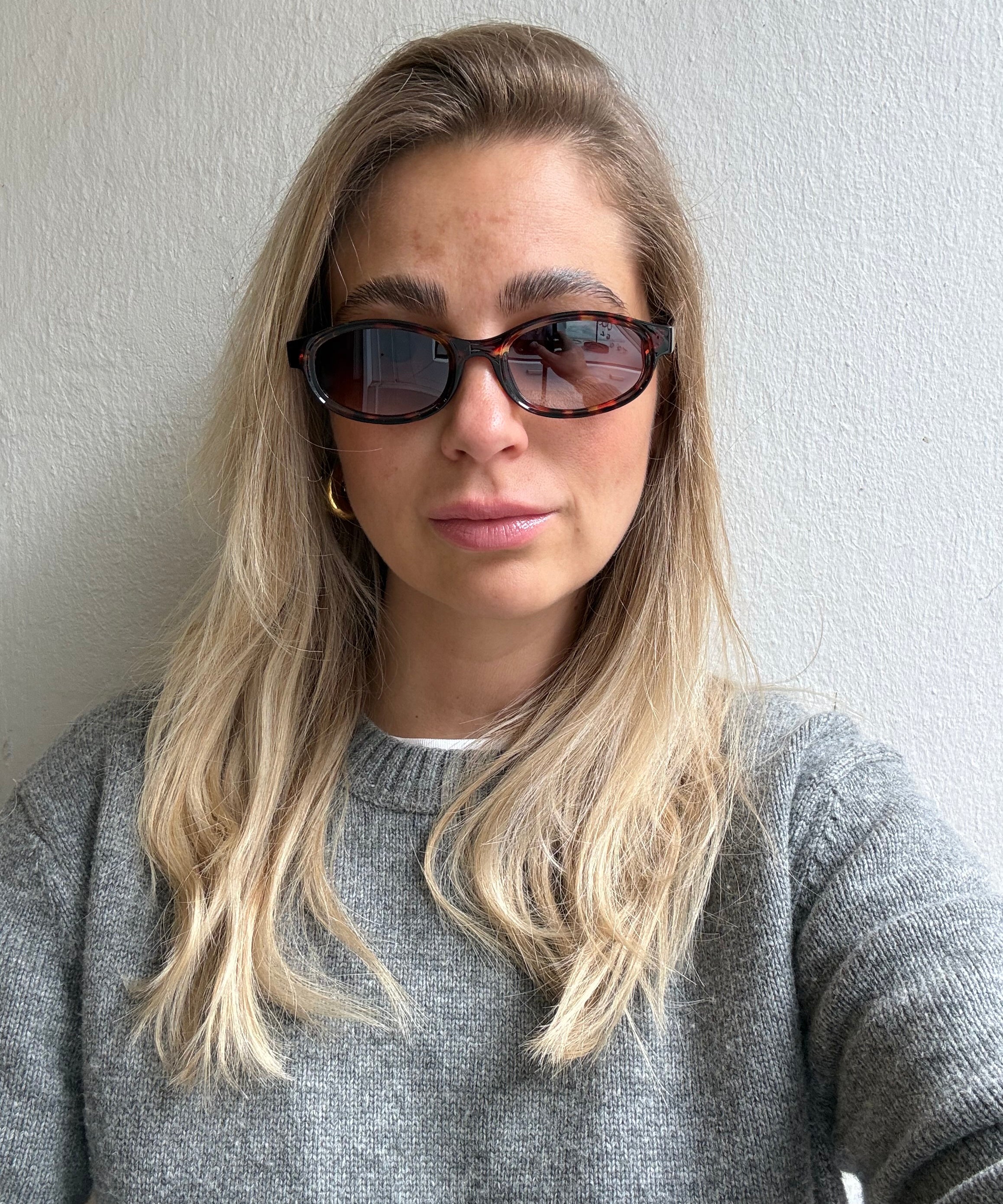 Sonnenbrille eckig ovale Gläser helles Havanna Schwarz