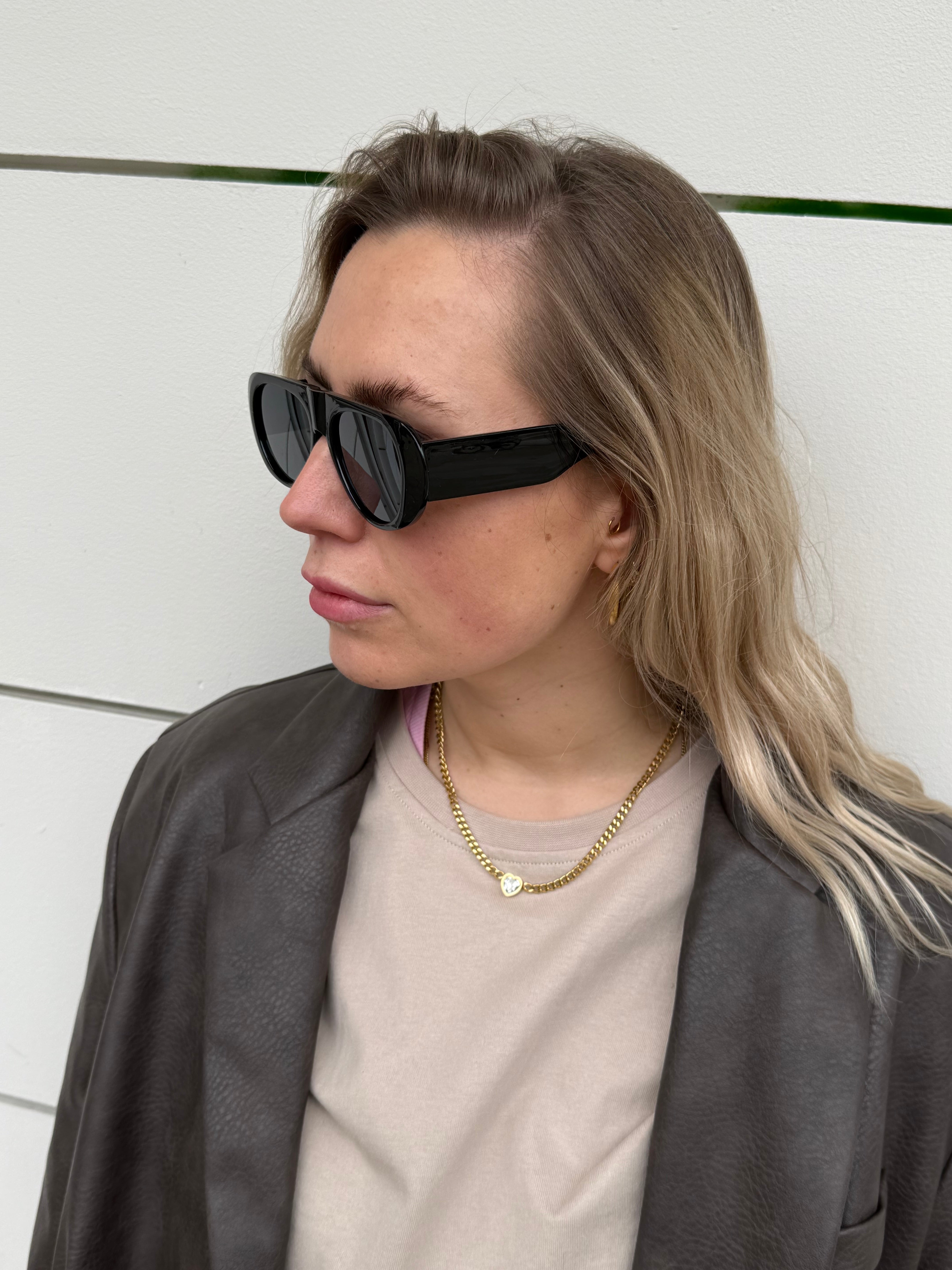 Sonnenbrille Pilotenoptik Schmal Schwarz