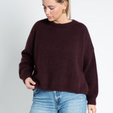 Strickpullover mit Rundhals Kuschelweich Burgundy Weinrot von vorne