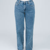 Jeans High Waisted Wide Leg ohne Waschung Blau von vorne