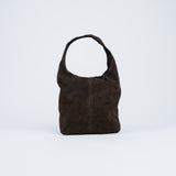 Wildleder Tasche mit Schulterriemen und Pochette Dunkelbraun ohne Model