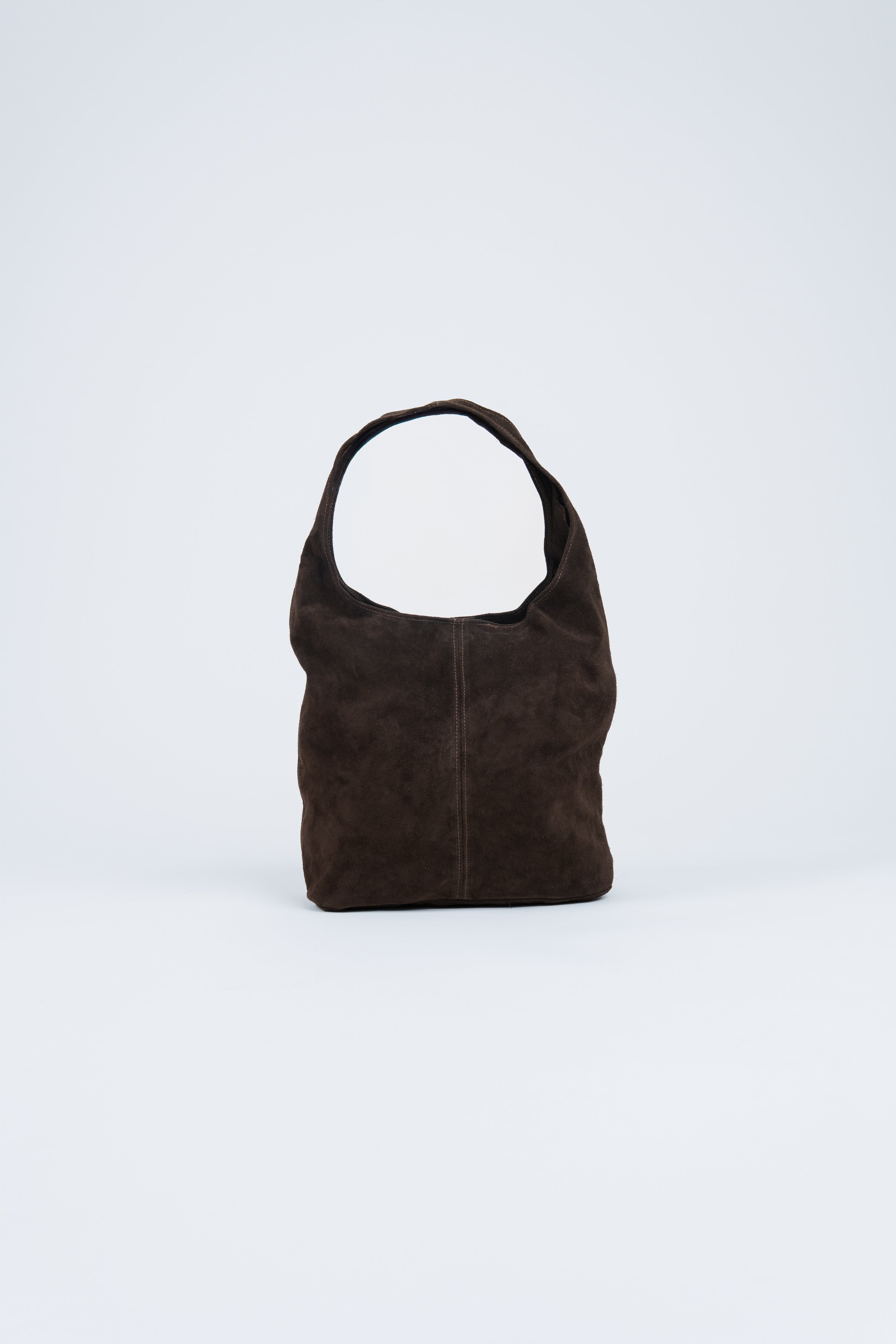Wildleder Tasche mit Schulterriemen und Pochette Dunkelbraun ohne Model