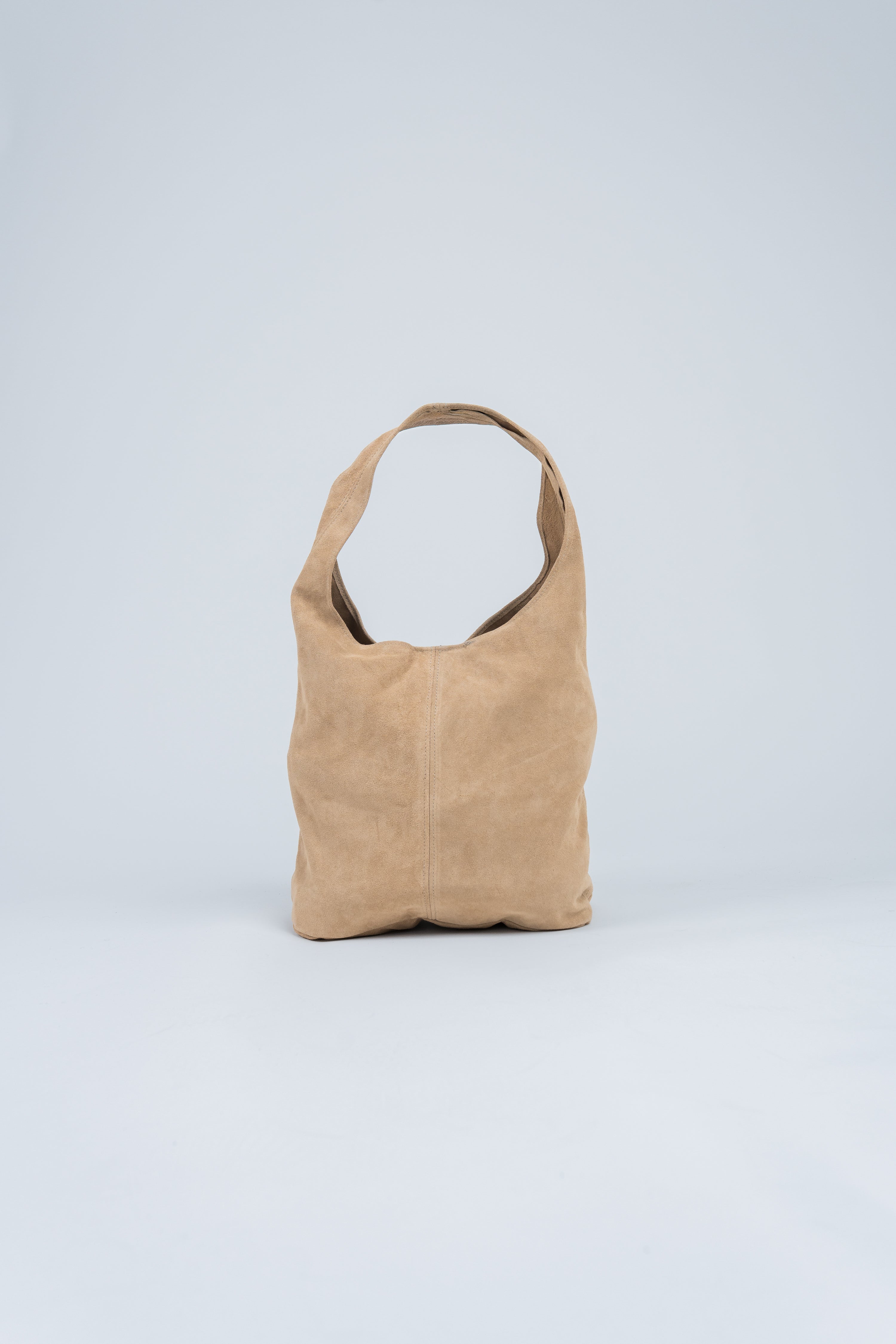 Wildleder Tasche mit Schulterriemen und Pochette Beige ohne Model