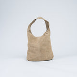 Wildleder Tasche mit Schulterriemen und Pochette Hellbeige ohne Model