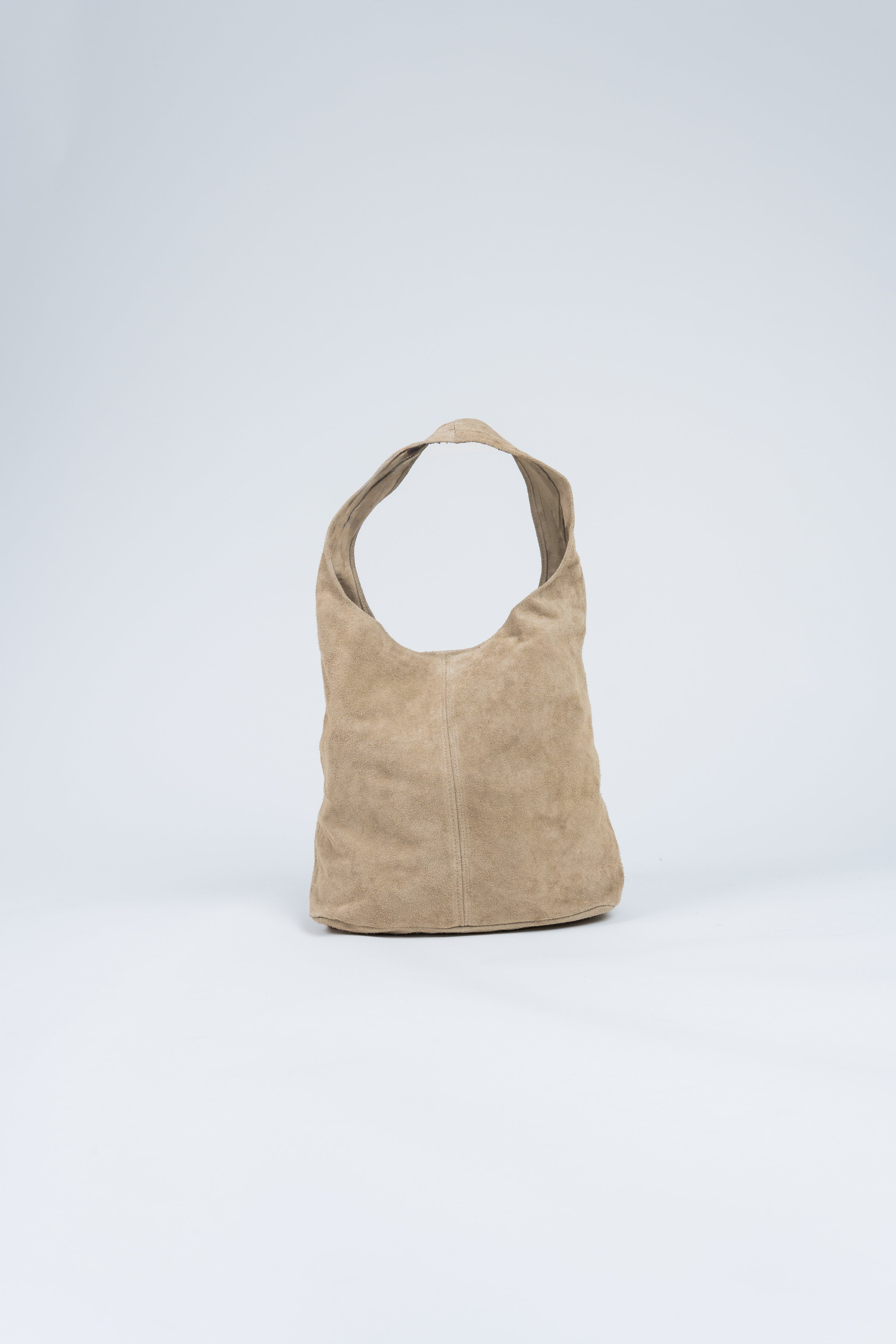 Wildleder Tasche mit Schulterriemen und Pochette Hellbeige ohne Model