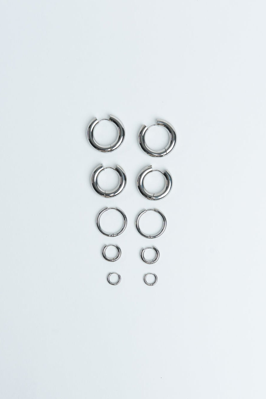 Hoops Basic Ohrring Groß Silber ohne Model