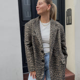 Oversized Blazer Wolle Leoprint Braun Schwarz
