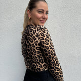 Body Langarm mit Kragen Leoprint Animalprint