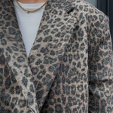 Oversized Blazer Wolle Leoprint Braun Schwarz