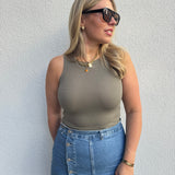 Cropped Top Midi Fit Khaki