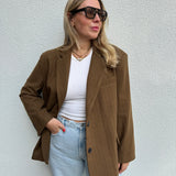 Oversized Blazer Nadelstreifen Braun Camel