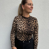 Body Langarm mit Kragen Leoprint Animalprint