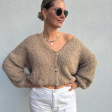 Strickjacke Bouclé Alpaka Camel Toffee